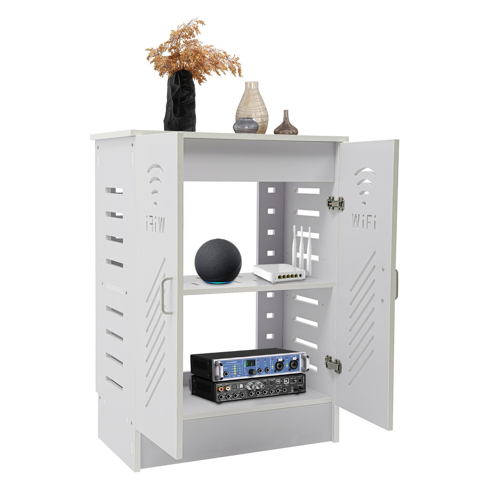 Router Armario con gestión de cables, armario de almacenamiento de 3