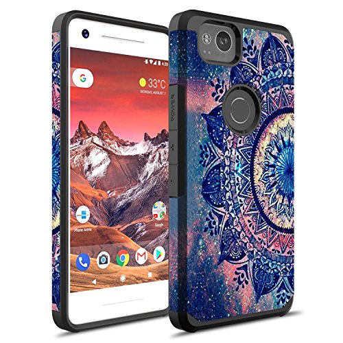 Rosebono Compatible With Google Pixel 2 XL Case, Hybrid Dual Layer Shockproof Hard Cover Vintage Graphic Fashion Cute Colorful Silicone Skin For Google Pixel 2XL (Mandala)