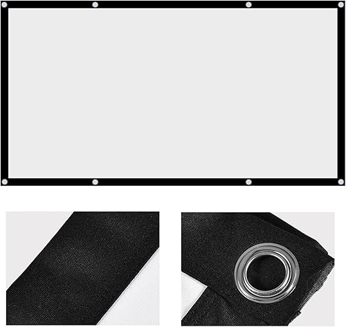 Miniatura 6 de 60-120 Inch Portable Projector Screen, Foldable No Crease White Projection Screen 169 with Black Edging Hanging Holes for Indoor Outdoor Home