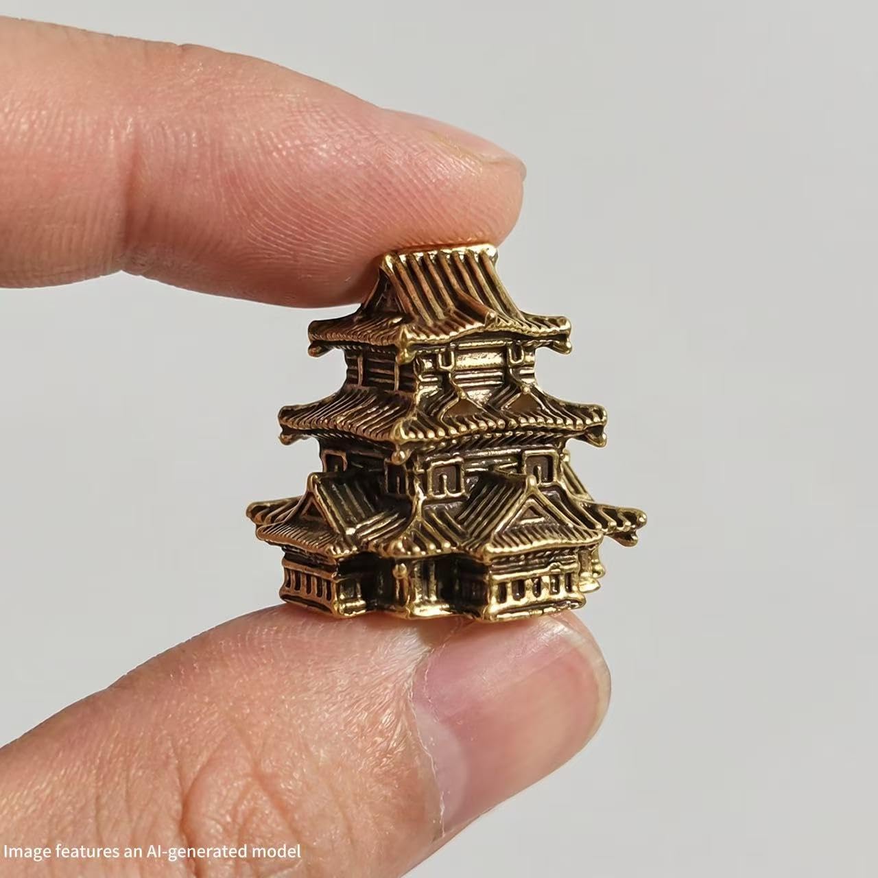 3Pcs Mini Pagoda Sculpture Golden Brass Japanese Garden Decor Tiny Zen Garden Accessories Asian Decor Pagoda Lantern for Micro Landscape Aquarium 1.06 x 1.02 x 1.02 inches