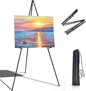 Angju 160CM Tall Display Easel Stand Adjustable Folding Easel for Arts/Signs Showing Instantly Collapses Adjustable Height Display Holders Portable Tripod Stand Presentations Posters Holds 5KG