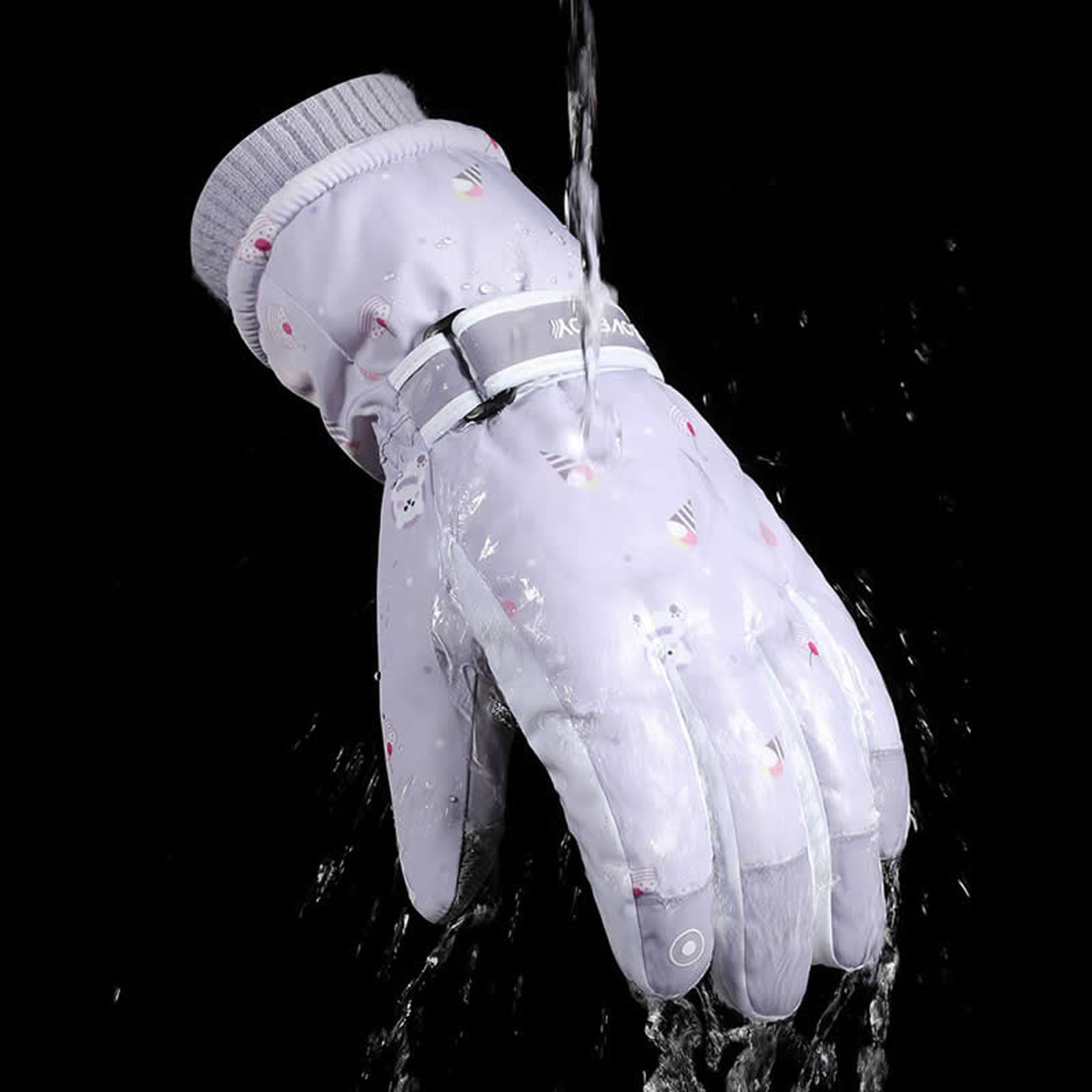 Guanti da Sci Invernali da Donna, Dita Intere per Sport all'Aria Aperta Ciclismo Equitazione Guanti Caldi Touchscreen Antiscivolo Impermeabili,