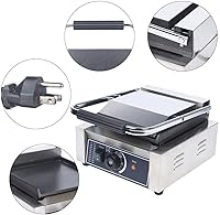 Vista 3 de Parrilla antiadherente comercial Panini Press, tostadora eléctrica comercial de sándwich a la parrilla, sartén para asar interiores, control
