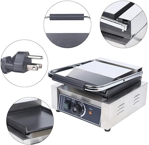Miniatura 3 de Parrilla antiadherente comercial Panini Press, tostadora eléctrica comercial de sándwich a la parrilla, sartén para asar interiores, control de