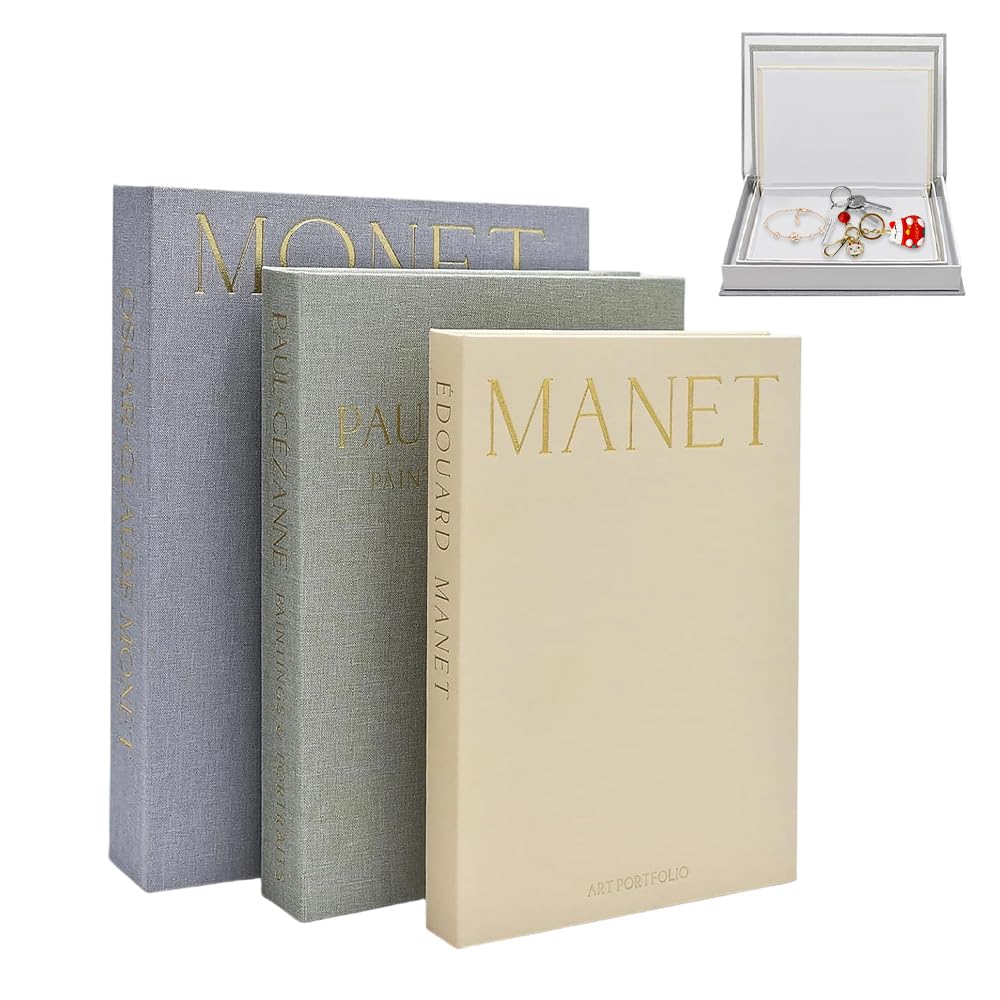 Set Di 3 Libri Decorativi Per La Casa, Libri Decorativi, Librida Tavolino, Scatole Impilabili In Lino, Libri DecorativiFinti, Per Librerie e Tavolini Da Caffè
