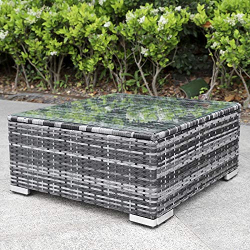 Hansson Polyrattan Gartenmöbel Lounge Set Sitzgruppe Garnitur Poly Rattan inkl. Sofa Sessel Kissen Hocker Tisch mit Glas… – Bild 7
