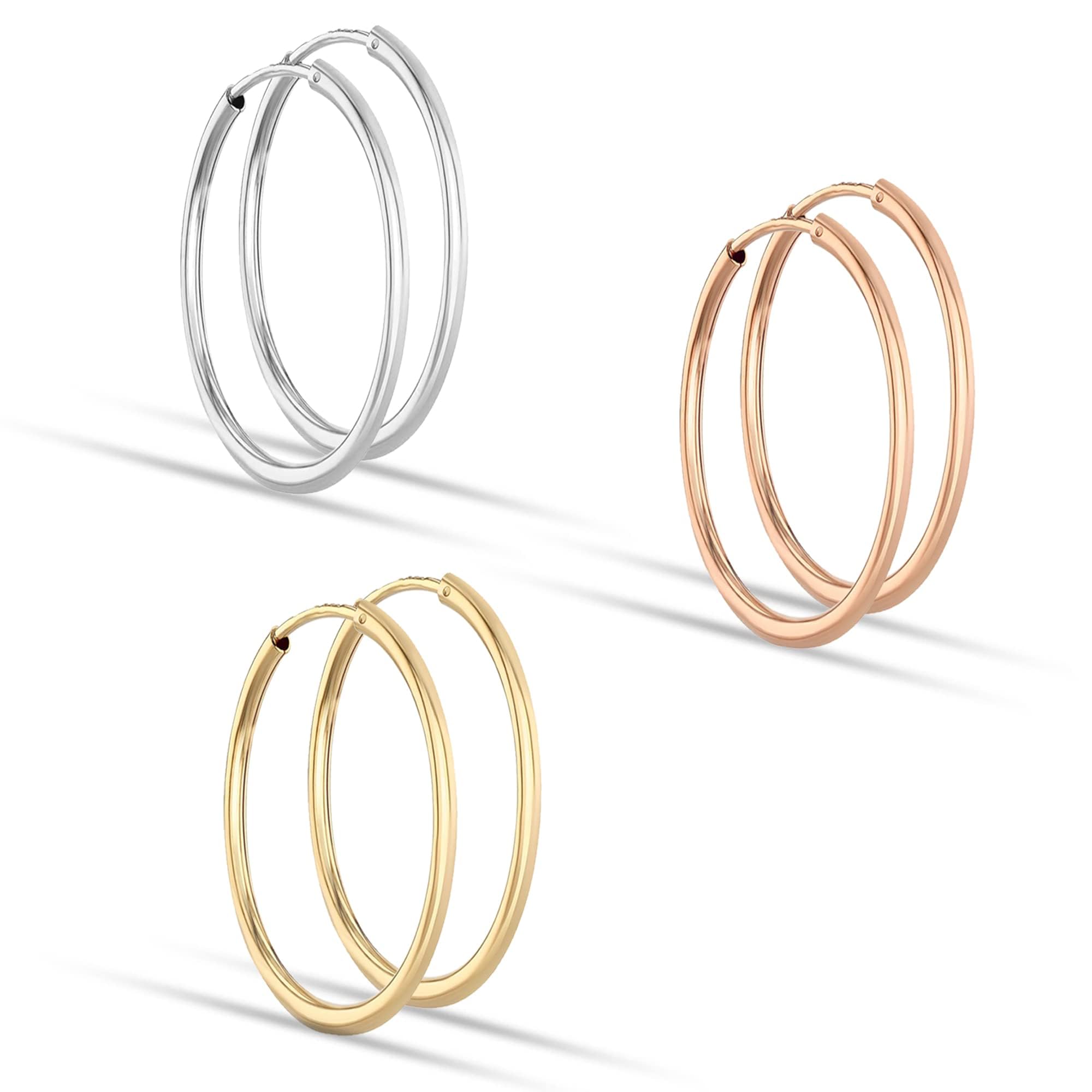 Charmsy 925 Sterling Silver Elegant 925 Sterling Silver Endless Hoop Earrings, Multi - Image 3