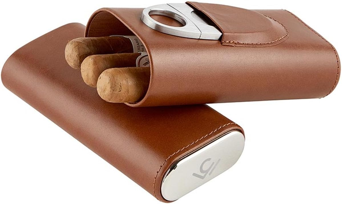 3 Finger Leather Cigar Case & Cutter, Crafted for effortless cuts and portability