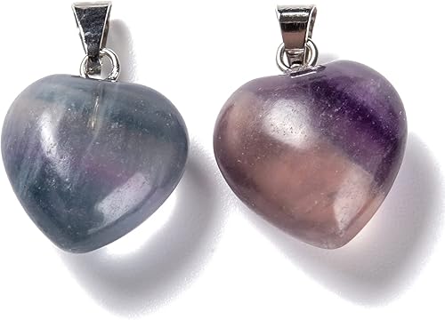 Miniatura 6 de Beadthoven - Abalorio con forma de corazón con piedras preciosas naturales, cristal curativo, cuarzo, chakras, reiki, cuentas para hacer collares,