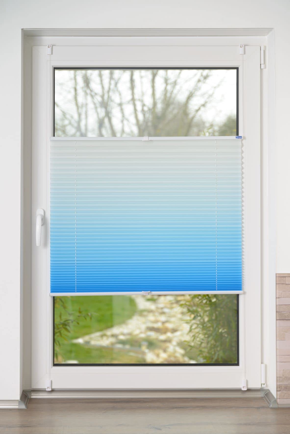 K-Home® Klemmfix-Plissee Farbverlauf Iceblau B70 x H130 cm