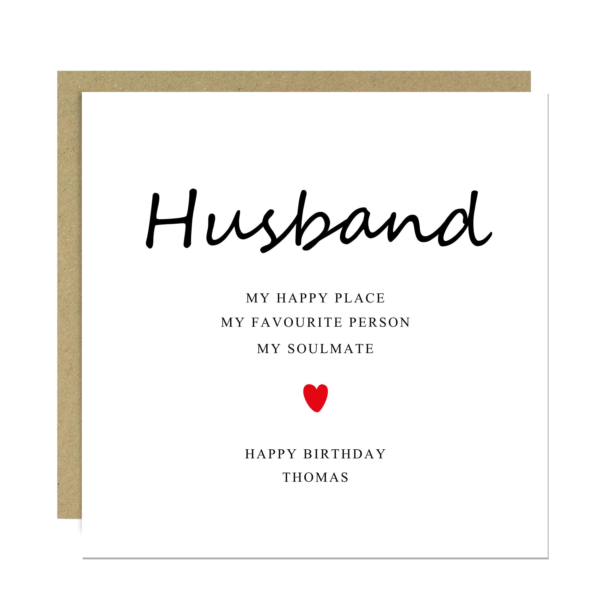 RED OCEAN Personalised Happy Birthday Card For Husband With Kraft Envelope Husband Birthday Card Novelty For Him Greetings
