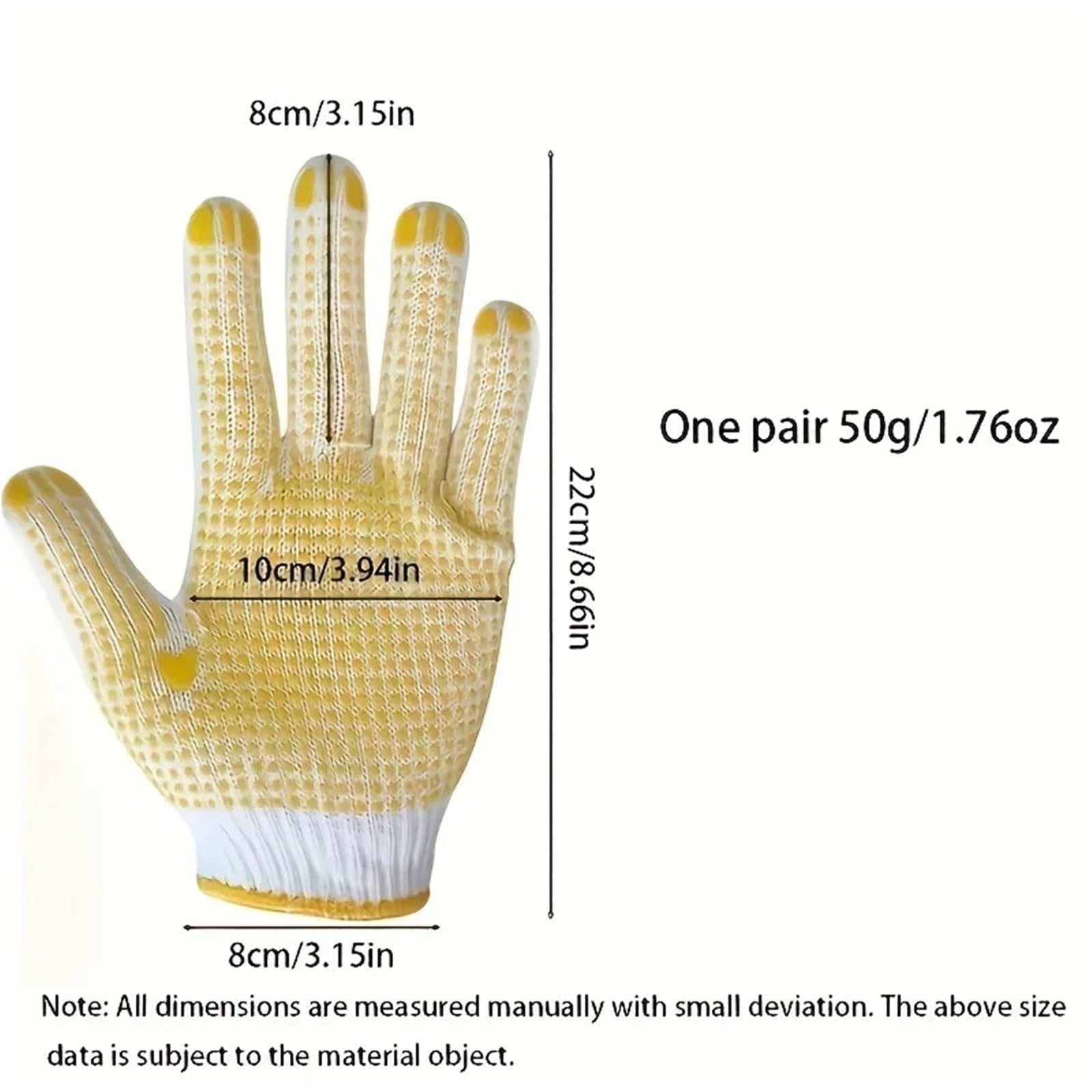 Guantes De Trabajo Antideslizantes 12 pares de guantes trabajo seguridad tejidos poliéster y algodón con puntos for almacén mecánico pintor(YELLOW)