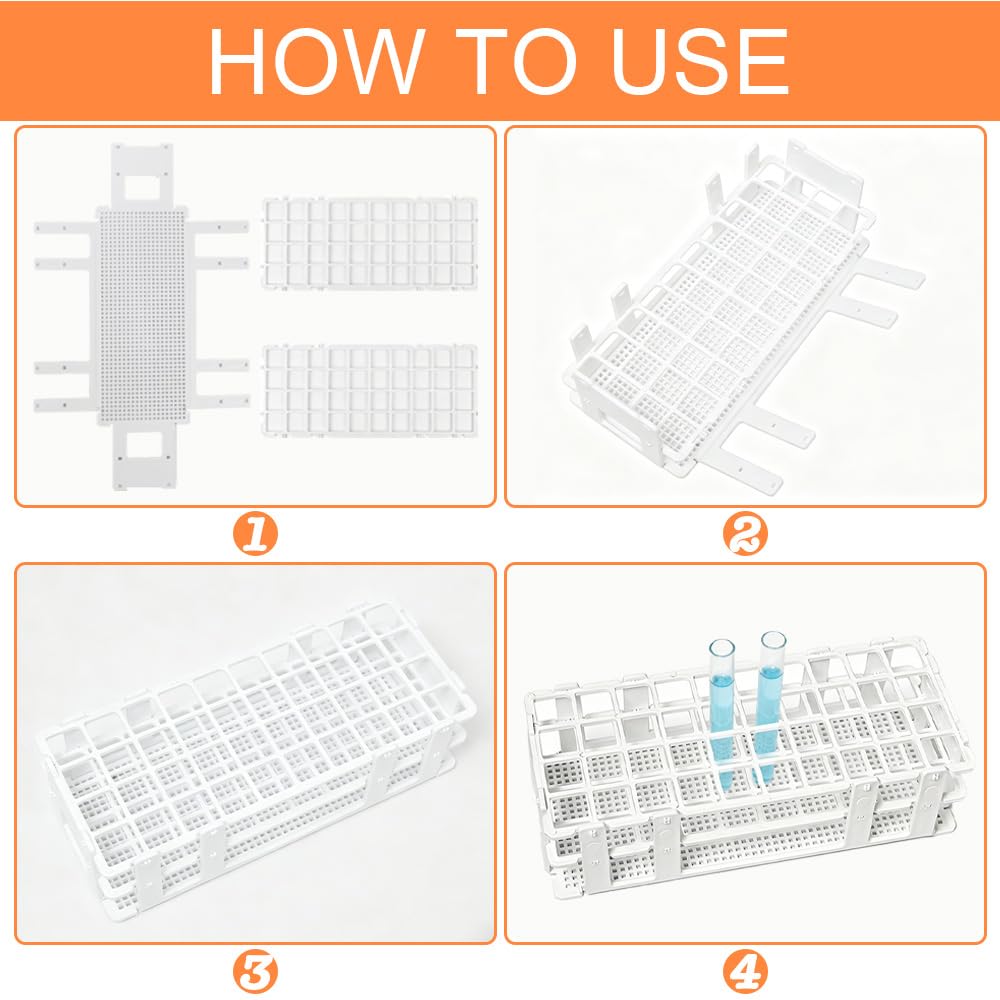 Rastrelliera per Provette 40 Posti 20 mm Porta Provette in Plastica Rimovibile per Laboratorio Chimica