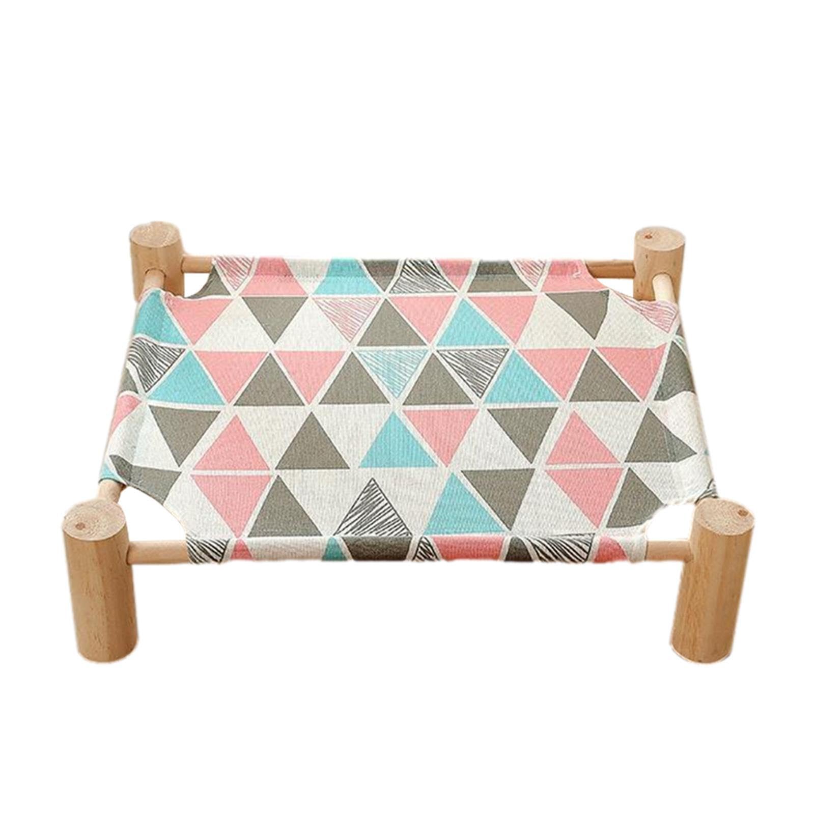 Cama refrescante para Gatos | Hamaca Madera para Cachorros,Cama elevada enfriamiento para Perros, Cama para Gatos, Cama para Mascotas para Cachorros en Interiores y Exteriores, Triangulo Rosa