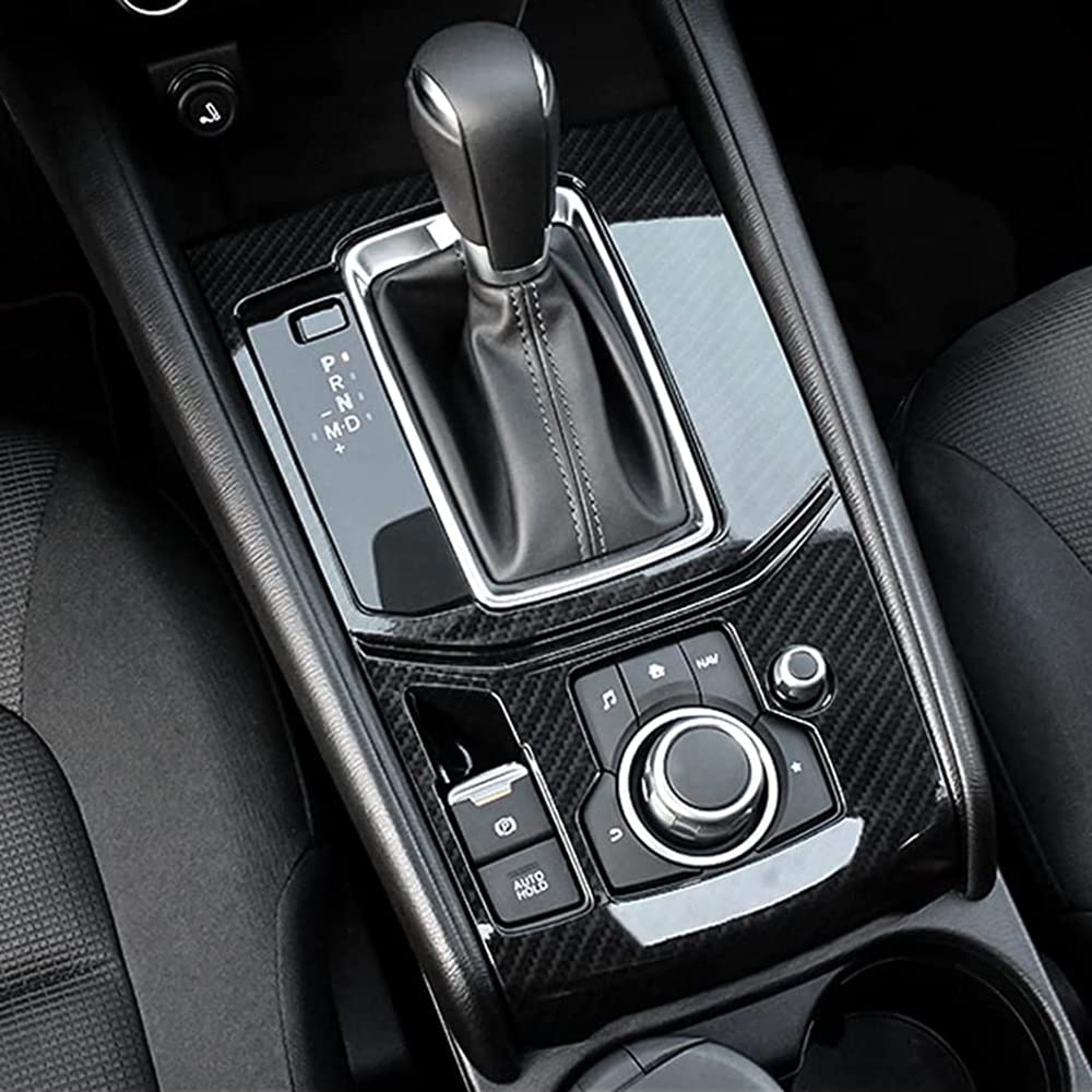 Schalttafel Verkleidung Abdeckung Rahmen, Riloer Kohlefaser Auto ABS Schaltknauf Konsole Verkleidung Rahmenabdeckung für M-AZDA CX5 2017-2022, kratzfest verschleißfest
