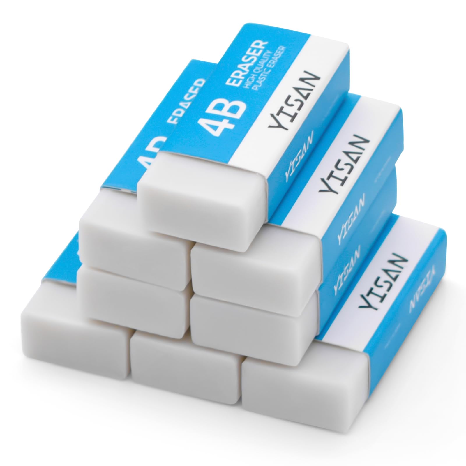 YISAN Erasers,Rubbers 8 Pack,Pencil Eraser,White Eraser Dust-Collecting,Medium Size,Single Line Dust for Drawing,71341
