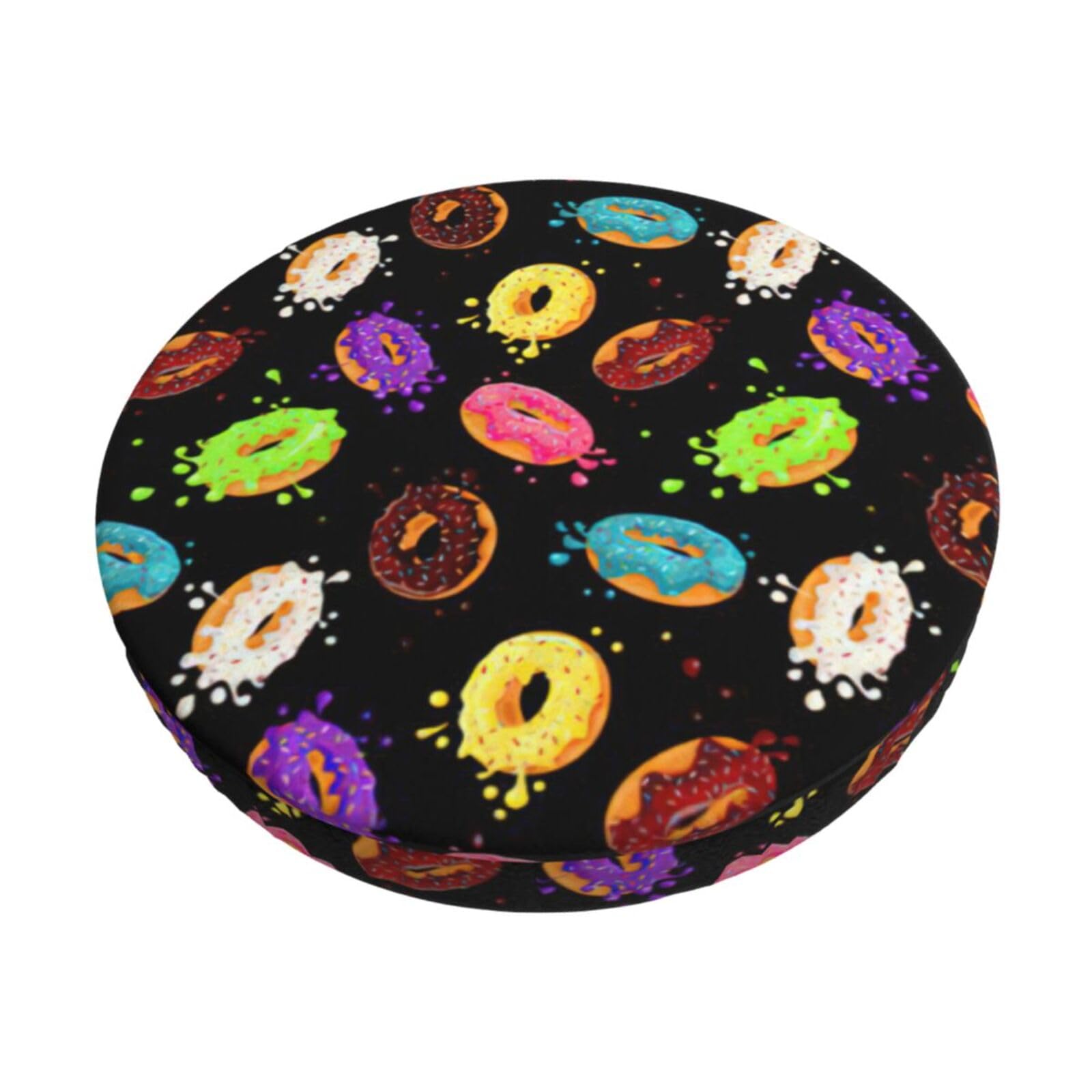 ACVnbm Donut Print Round Bar Chair Cushion Cover, Elastic Chair Protector For Kitchen Bar Dining
