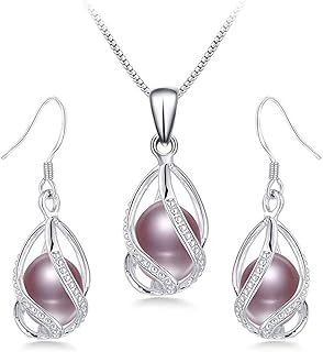 Sponsored Ad - HENGSHENG 100% Natural Freshwater Pearl Jewelry Sets for Women Fashion 925 Sterling Silver Earrings&Pendant...