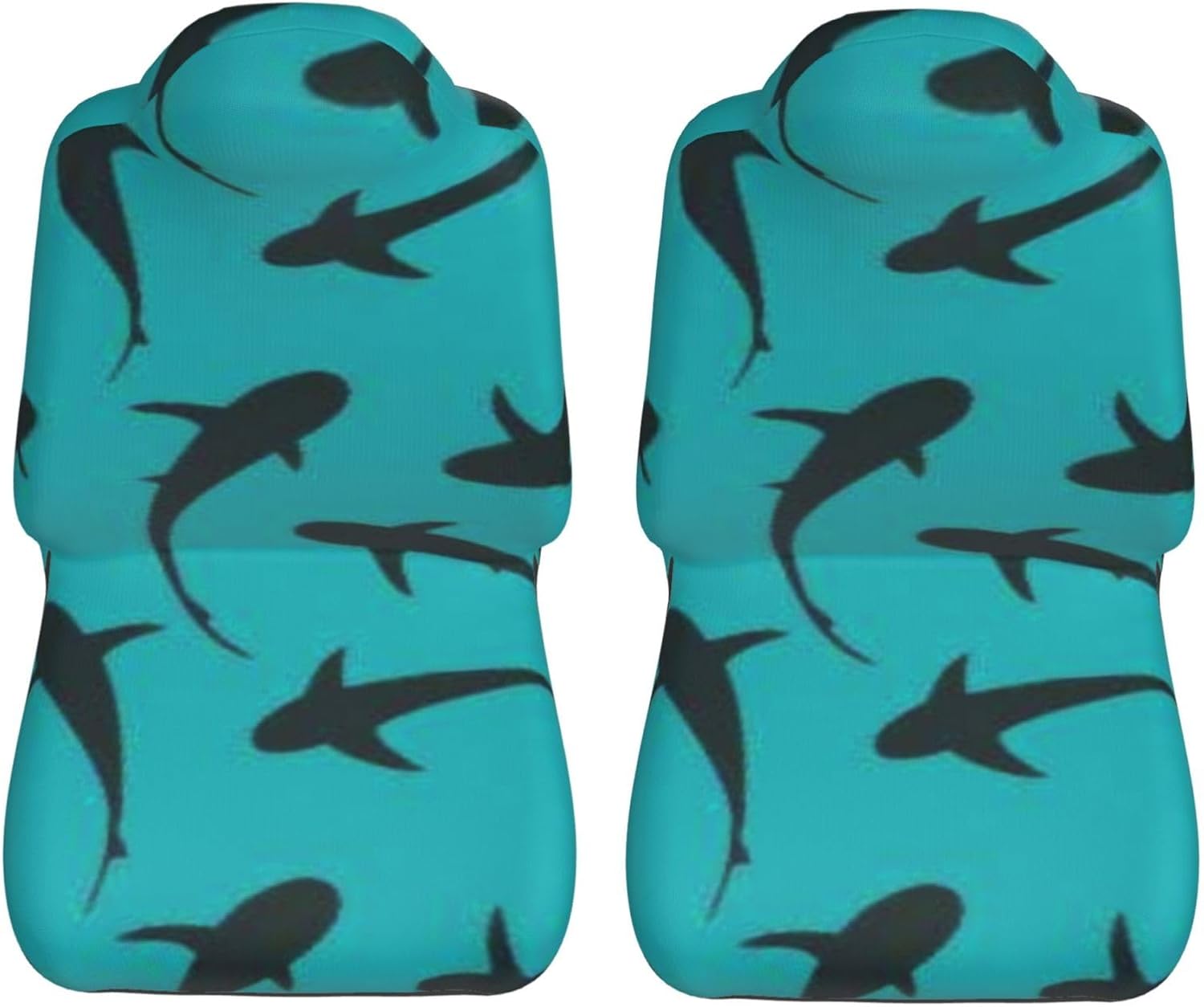 Shark Pattern Car Seat Covers 2-Pack - Fit for Sedans, Trucks, Suvs, Automotive Seat Protectors with Reinforced Stitching
