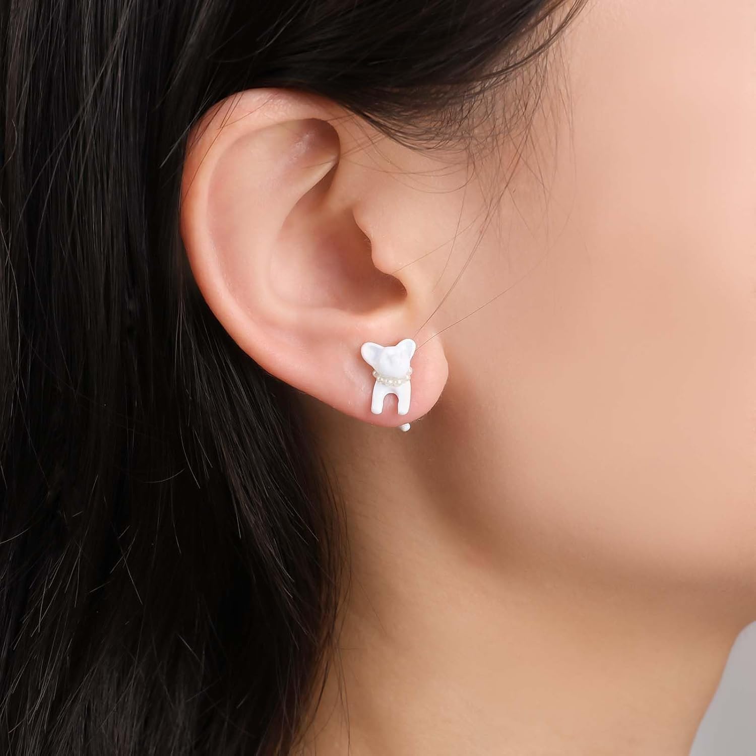 Boho Cat Ear Jacket Earrings White Small 3D Cat Earrings Vintage Cute Cat Earrings Personalized Funny Cartoon Cat Earrings Jewelry for Women - Image 5