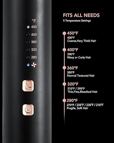 Miniatura 5 de TOSAGE Plancha de vapor para el cabello, alisador profesional de turmalina de cerámica con placas flotantes para peinar el cabello, alisador con