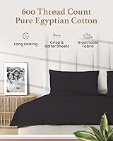 Vista 2 de Olympic - Juego de sábanas tamaño Queen, 100 % algodón egipcio, juego de sábanas de lujo de 600 hilos, 4 piezas, suave y transpirable, ajuste