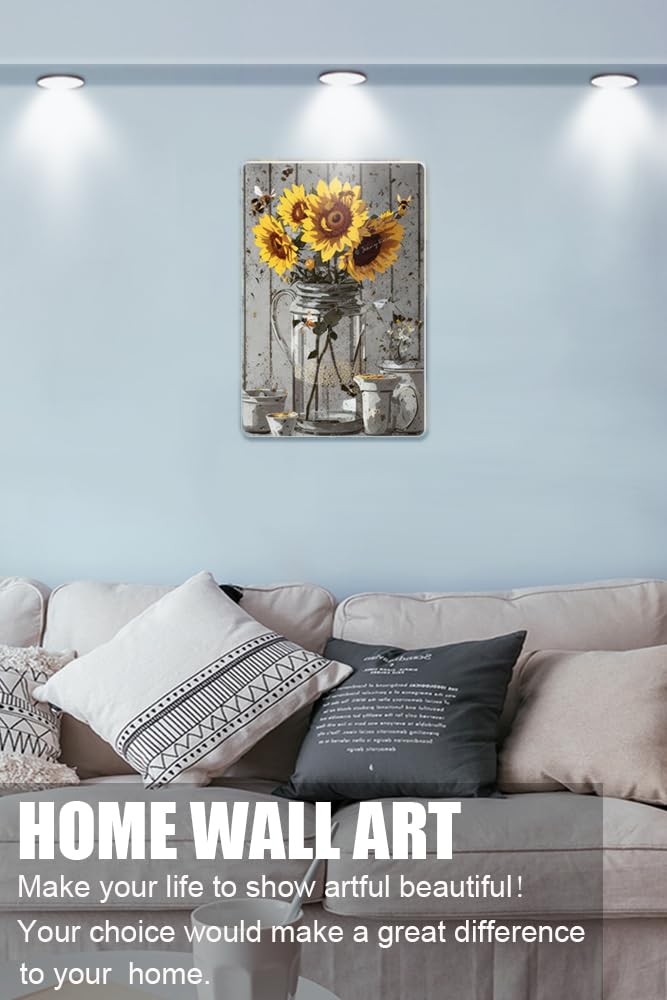 KWQDOZF Targa in metallo con girasole, decorazione vintage
