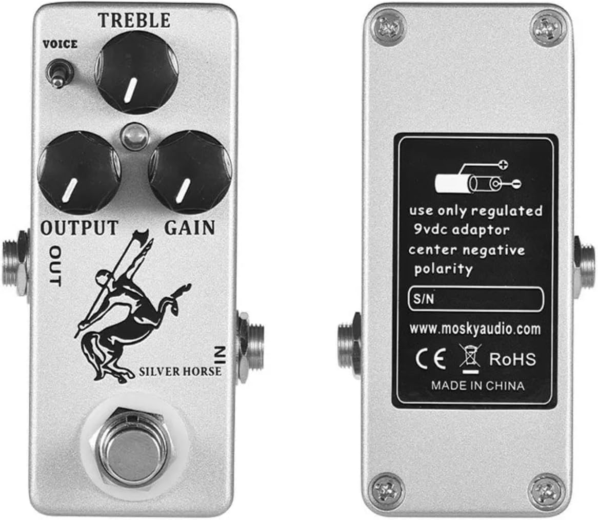 Silver Horse Guitar Effect Pedal Overdrive Mini Effect Pedal Overdrive/Boost Horse Volume Reverb Bass Tremolo