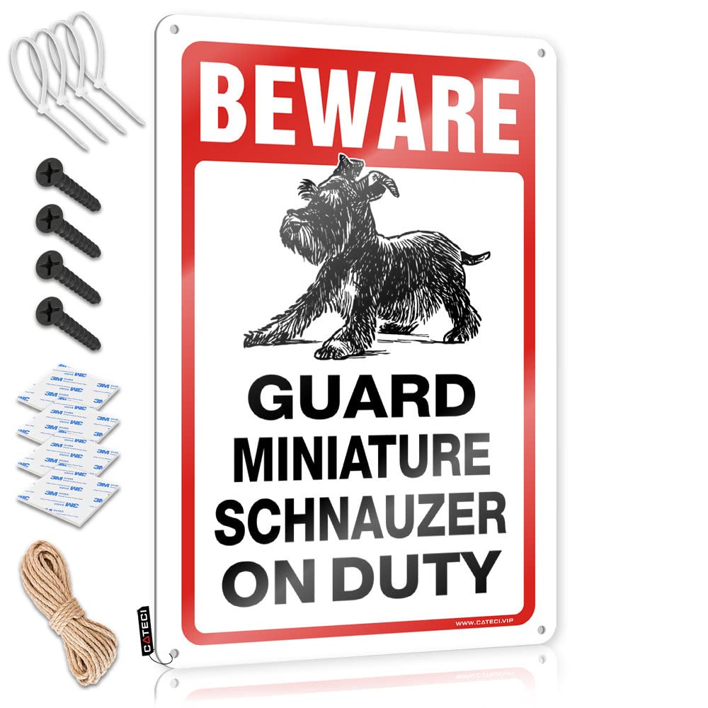 Tin Metal Bar Signs Beware! Guard Miniature Schnauzer On Duty Tin Sign Stuff For Boys Room Stuff For Boys Room(30X40CM)