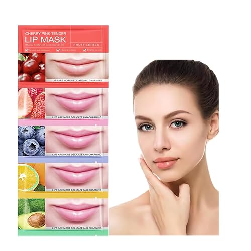 10Pcs Crystal Collagen Lip Mask, Hydrating & Moisturising & Nourishing, Targeting Repair Damaged, Chapped, Dry Lips, Assorted Fruit Flavors(Cherry, Strawberry, Blueberry, Orange, Avocado)