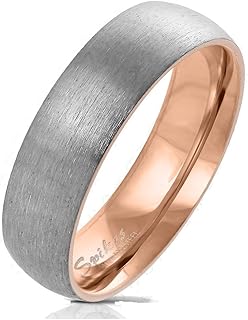Anillo de titanio cepillado Paula & Fritz®, titanio 6 mm, anillo de mujer de compromiso, anillo de amistad, anillo de hombre, anillo de compromiso, oro, oro rosa, tallas disponibles 47 (15) - 69 (22)