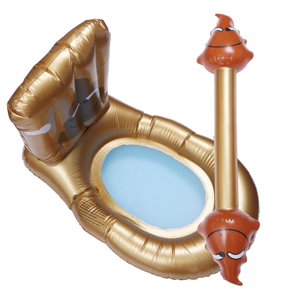 Aufblasbarer Schwimmring in Toilettenform aus PVC, Goldfarben