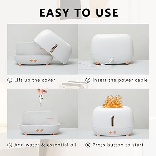 Miniatura 5 de Lindo humidificador difusor de llama multicolor, difusor de terapia de aroma de aceite esencial con protección de apagado automático sin agua,