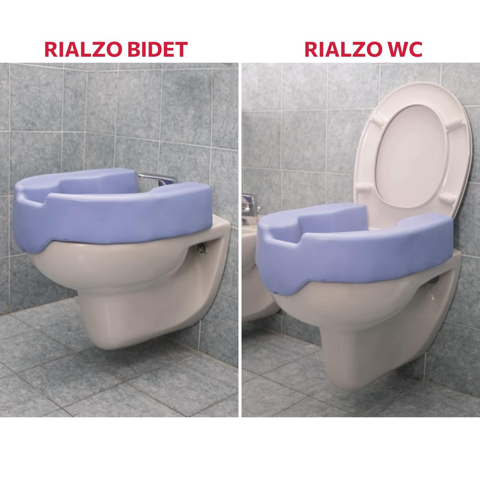 Cura Farma Rialzo Duo WC & Bidet Morbido. Antimacchia Anticorrosione. Comodo Ausilio Bagno per Anziani Disabili. Per Supporti a Forma Ovale