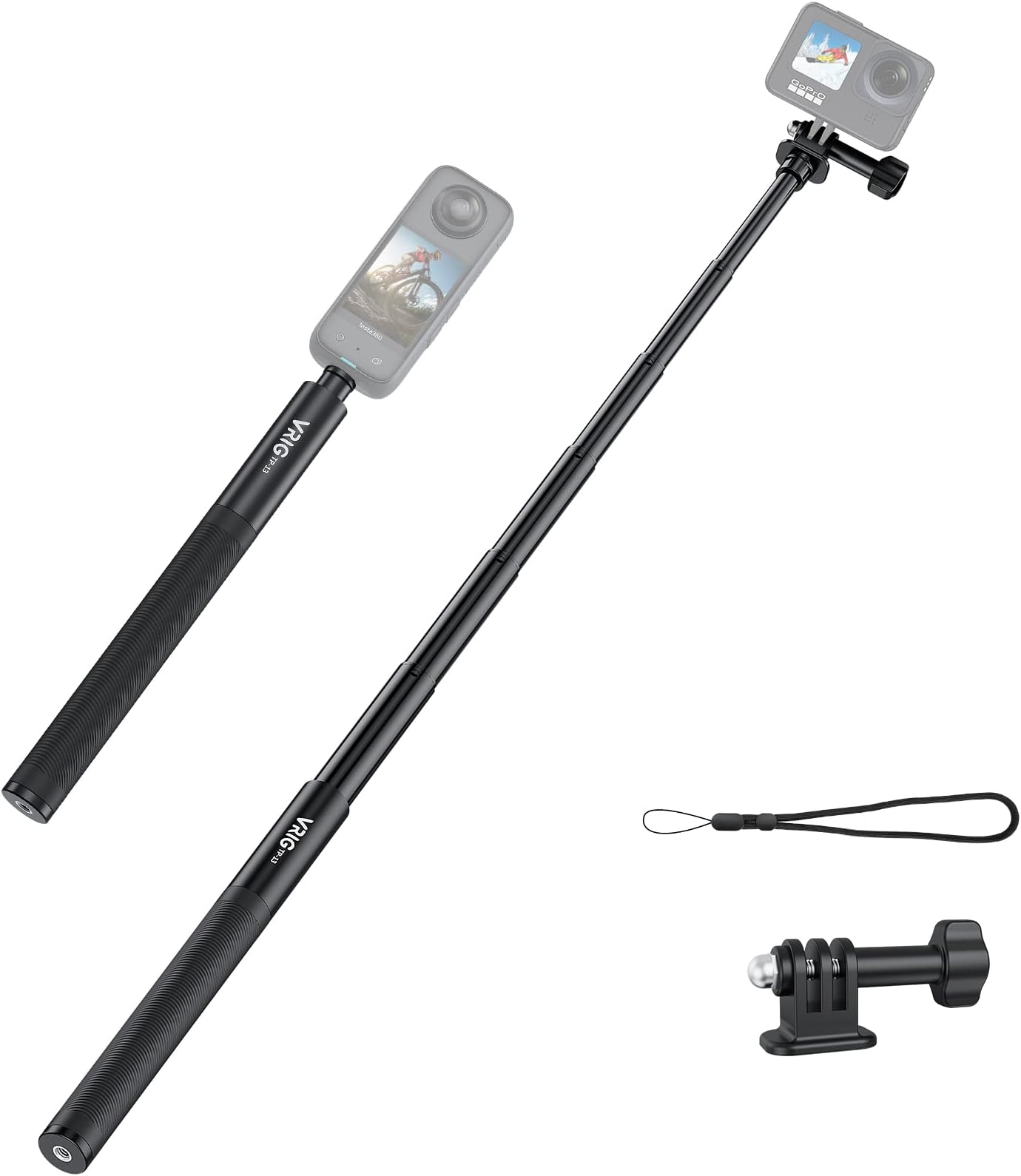 VRIGTP-13,131cm(51inch) Invisible Selfie Stick for Insta360 ONE X3, X2, X, Insta360 ONE R, RS, Insta 360 Camera 1/4" Extended Monopod Pole