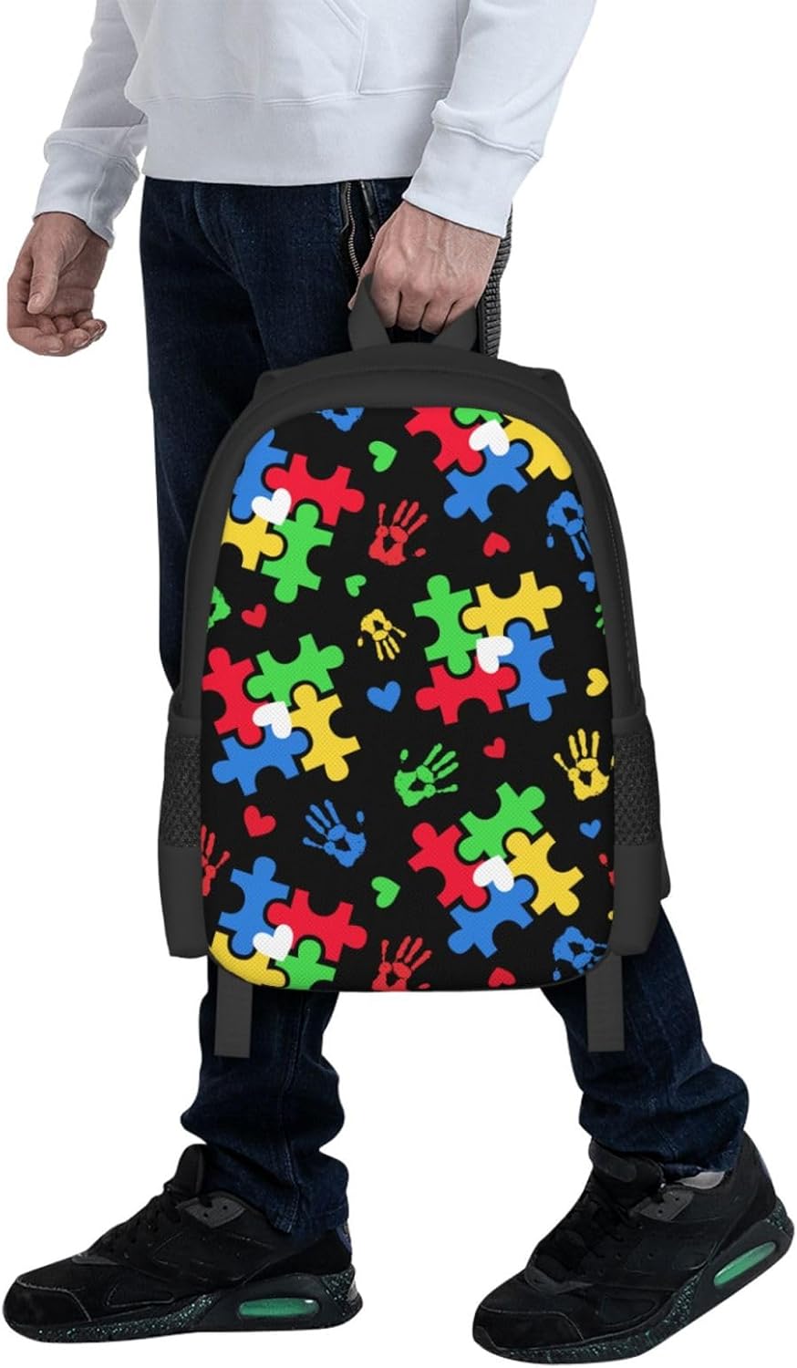 Autism Awareness Backpack,16.5 Inch small Travel Daypack Sports Bag Laptop Backpack for Men Women