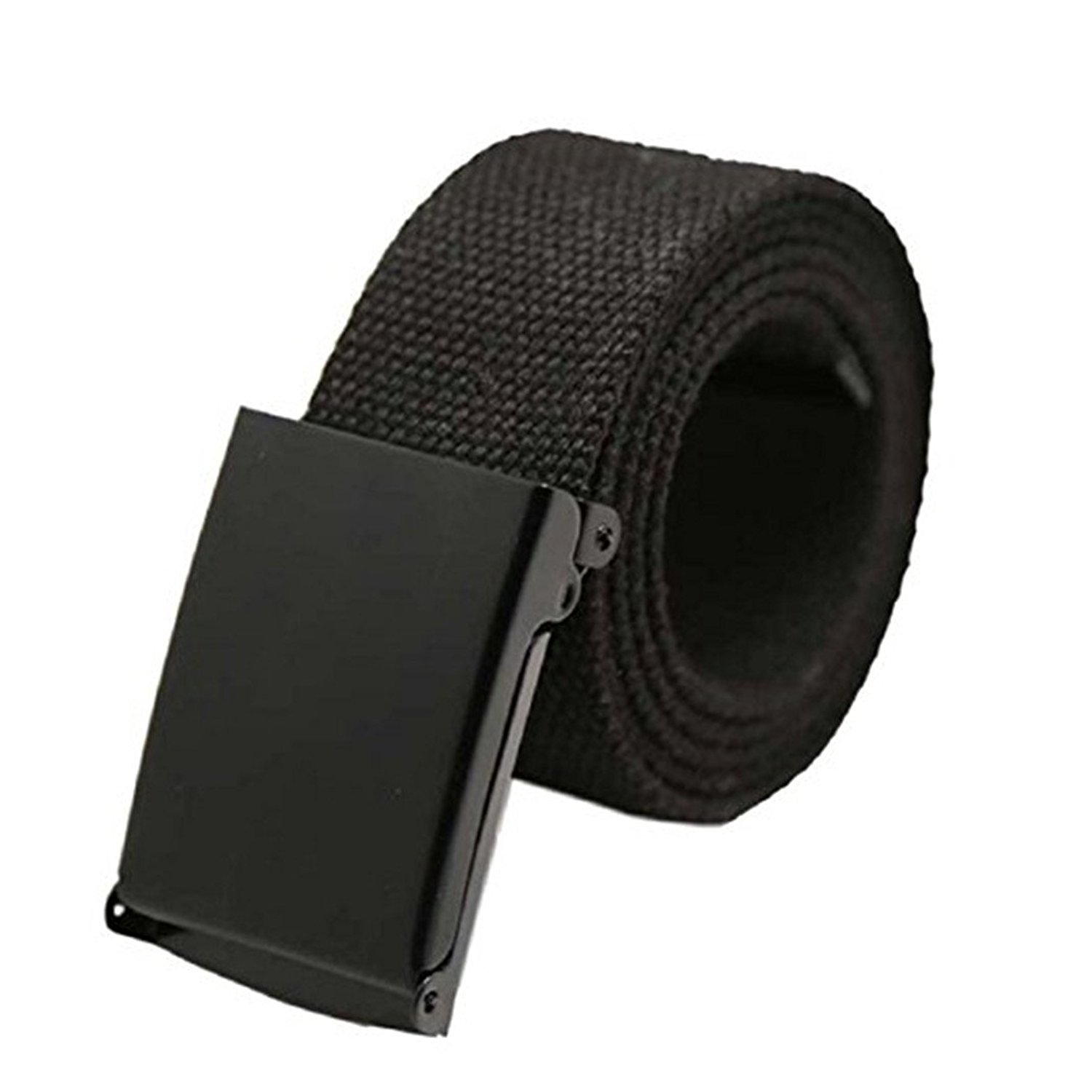 Gemini_mall Men's Black Gemini_mall® Plain Webbing Canvas Belt