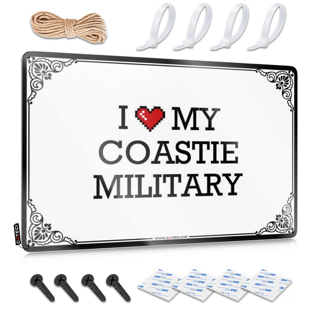 Decorations Soft Area Waterproof Artwork, Sleek Retro Print For Cafe Pub Campers | Bedroom Door Decor Pre-drilled Custom I Love My Coastie Military(20X30CM)