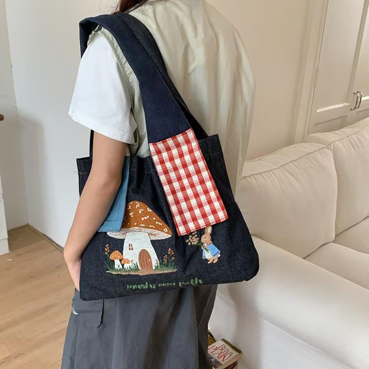 Retro women's colorful checkered patchwork shoulder bag commuting lazy style handbag portable tote designer fashion