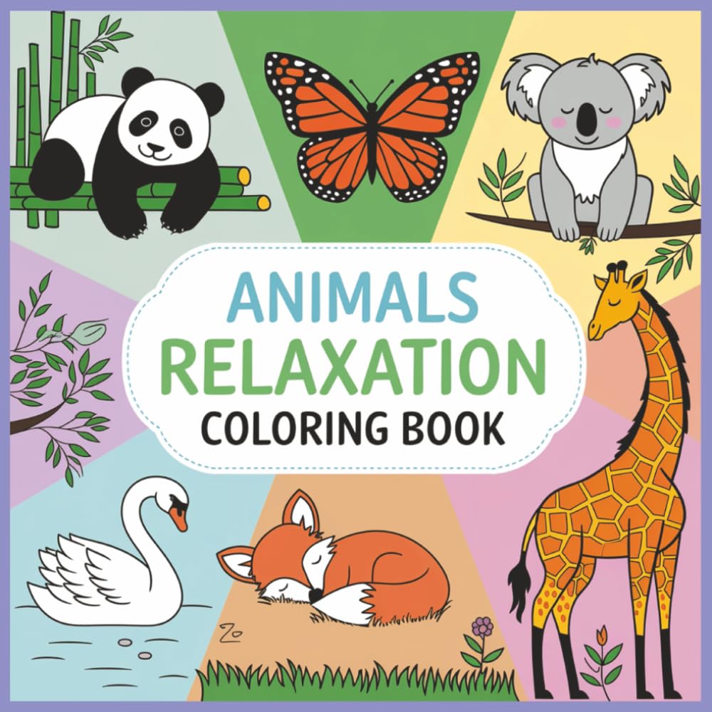 Animals Relaxation Coloring Book: Relax and Unwind with 50 Peaceful Animal Scenes to Color | De-stress with Simple Animal Illustrations | Each image is Provided on its Own Page.