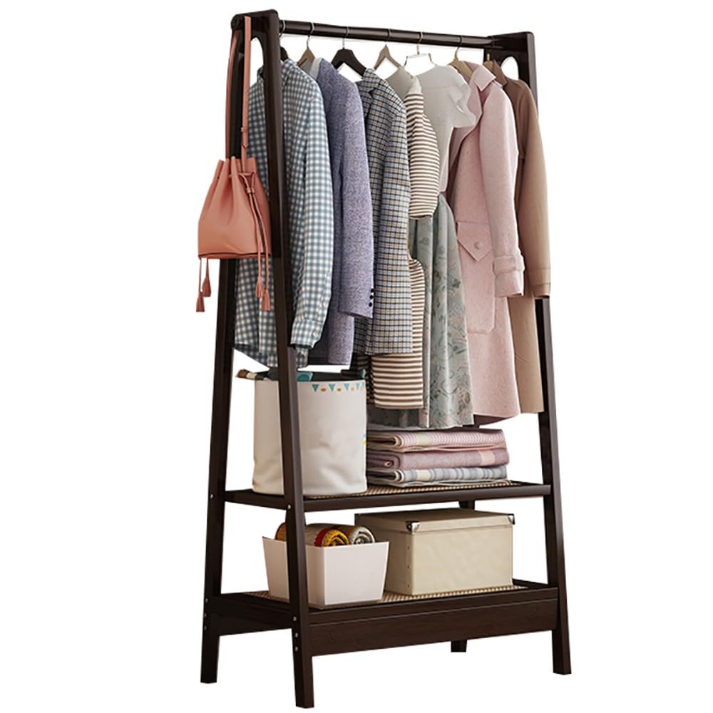 Porte-vêtements style industriel en bois pour salon et couloir