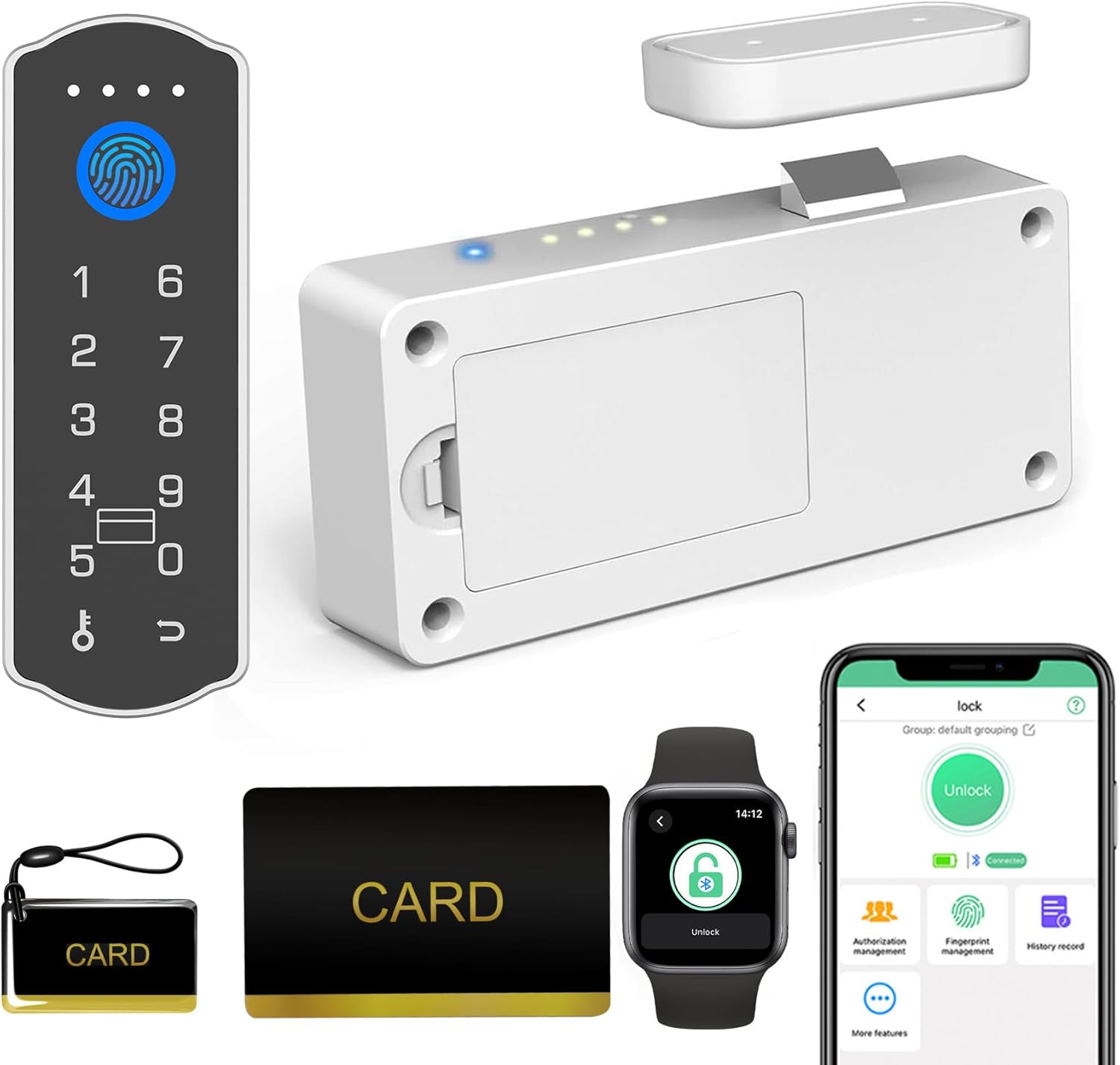 Smart Cabinet Lock with Wireless Remote Control eLinkSmart Fingerprint Password RFID NFC Child Safety Cabinet Lock with APP for Liquor File Drawers Locker Cupboard Closets