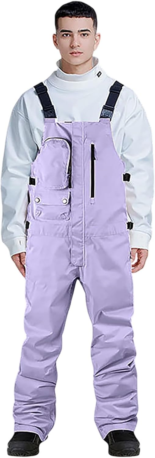 Mens Snow Pants Waterproof Warm Snowboard Bibs Windproof Winter Ski Jumpsuit Baggy Ski Bib Overalls