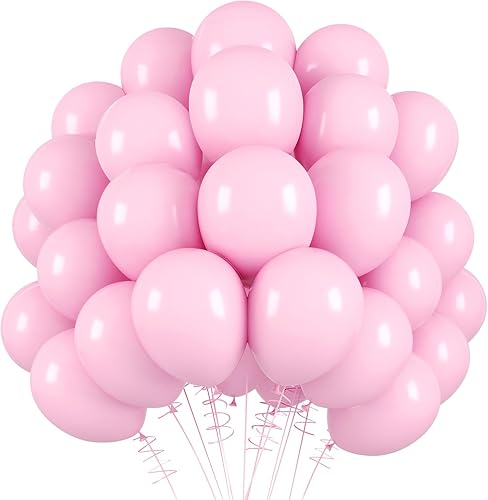 RUBFAC 120 globos de látex de color rosa pastel de 12 pulgadas, globos de color rosa claro mate para cumpleaños, baby shower, graduación,