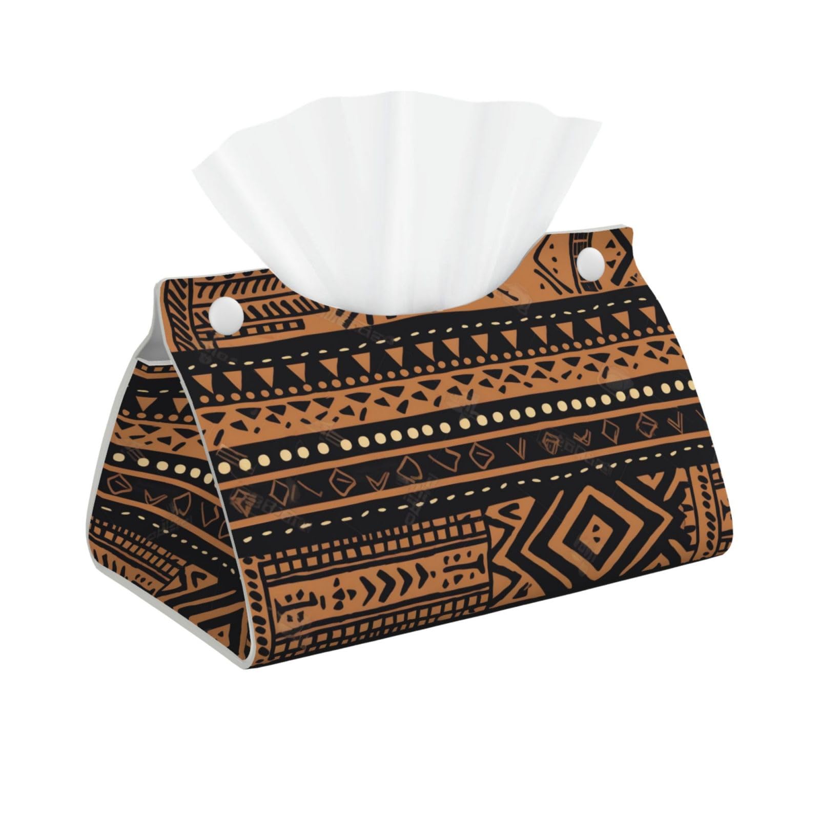 African Mud Cloth Tribal Print Tissue Box Cover Foldable Tissue Storage Box Leather Tissue Cube Box Holder for Living Room Bedroom Office Car Home Decor