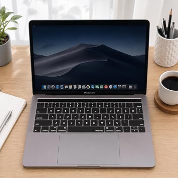 McStorey MacBook Pro Türkçe Q Klavye Koruyucu US ANSI Düz Enter Uyumlu Silikon Keyboard Cover 13-15 İnç A1706 A1989 A2159 A1707 A1990 | Amerikan İngilizce Klavyeyi Türkçe Q’ya Çeviren Siyah