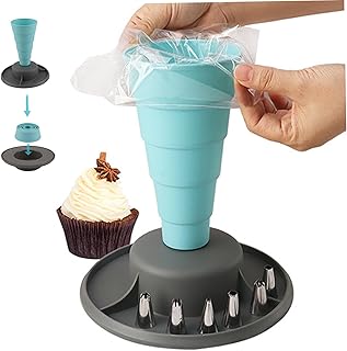 Piping Bag Holder Safe PP Foldable Piping Bag Stand with Stable Pedestal, Space Saving Cupcake Nozzle Cake Decorating Tool for Household Freezer Holder Stand for Filling