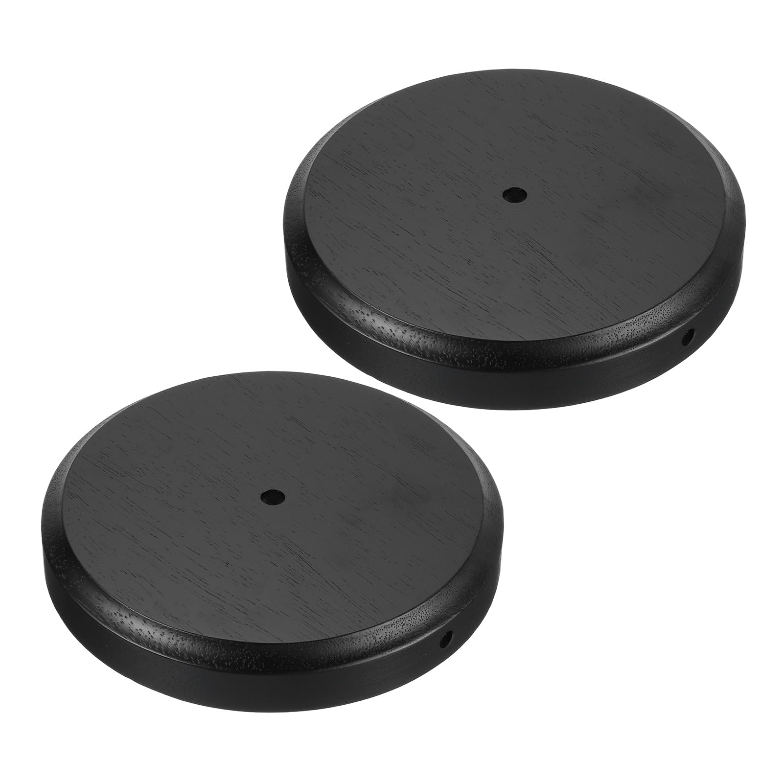 PATIKIL 7.75" x 1.2" Wooden Lamp Base, 2pcs Round Solid Wooden Base Wood Desk Lamp Display Stand Replacement for Bedroom Bedside Table Lamps DIY, Black