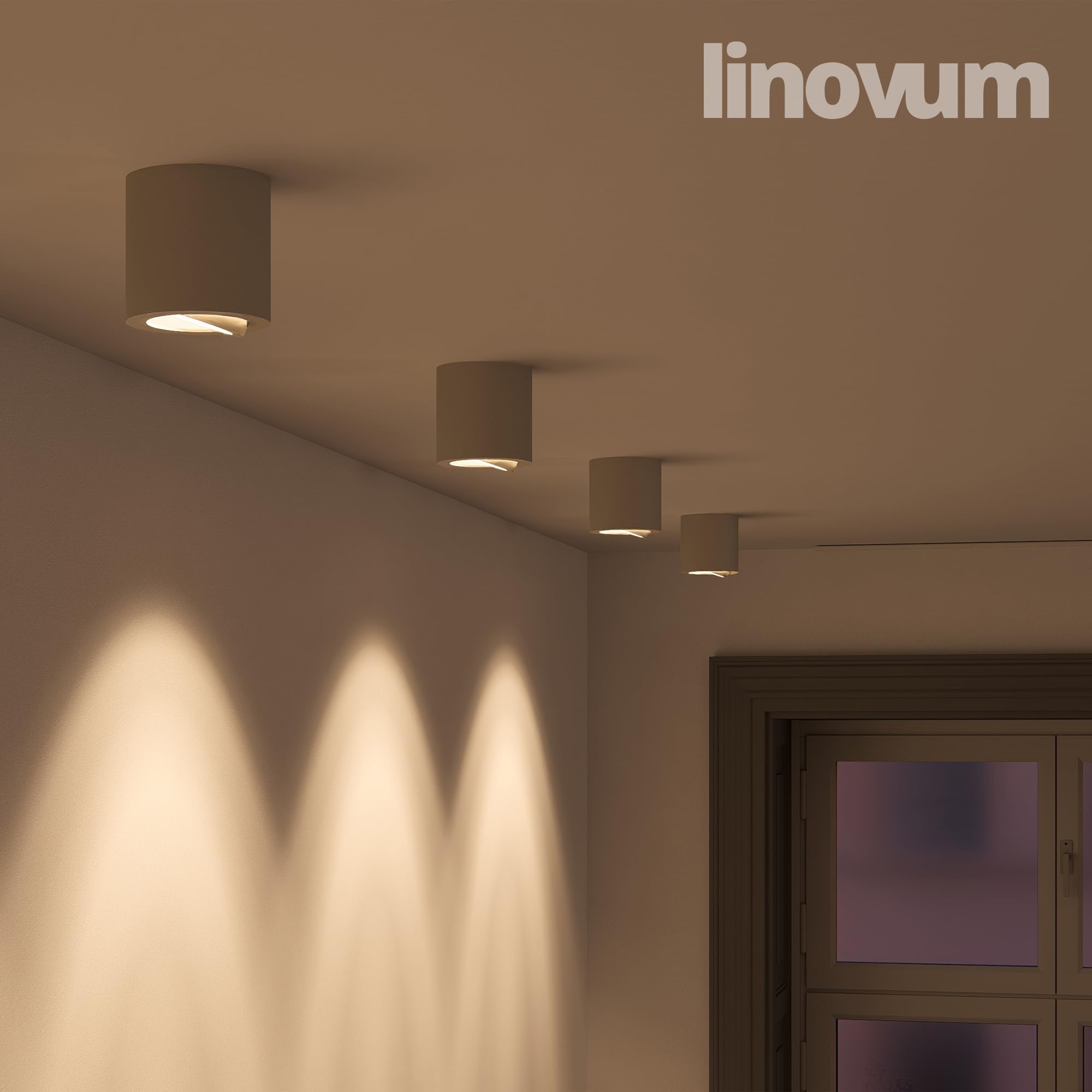 linovum 4 Stück CORI schwenkbare Aufbaustrahler weiß & silber im Set - runder Deckenstrahler geeignet für GU10 & LED Module