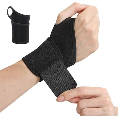 手首サポーター 親指サポート スポーツ用 固定 加圧 フリーサイズ 男女兼用 (1, ブラック)